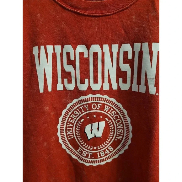 University of Wisconsin Badgers Distressed Sweatshirt Men's Small Long Sleeve - Picture 2 of 16